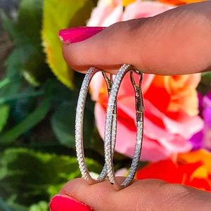 SOLD! 10 karat white gold diamond hoops .50cttw